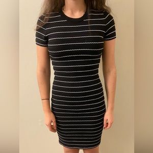 MICHAEL Michael Kors bodycon dress short sleeve, size small, black and white NWT